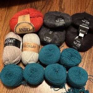 Assorted Drops Yarn - Red, Gray, Teal, and Beige